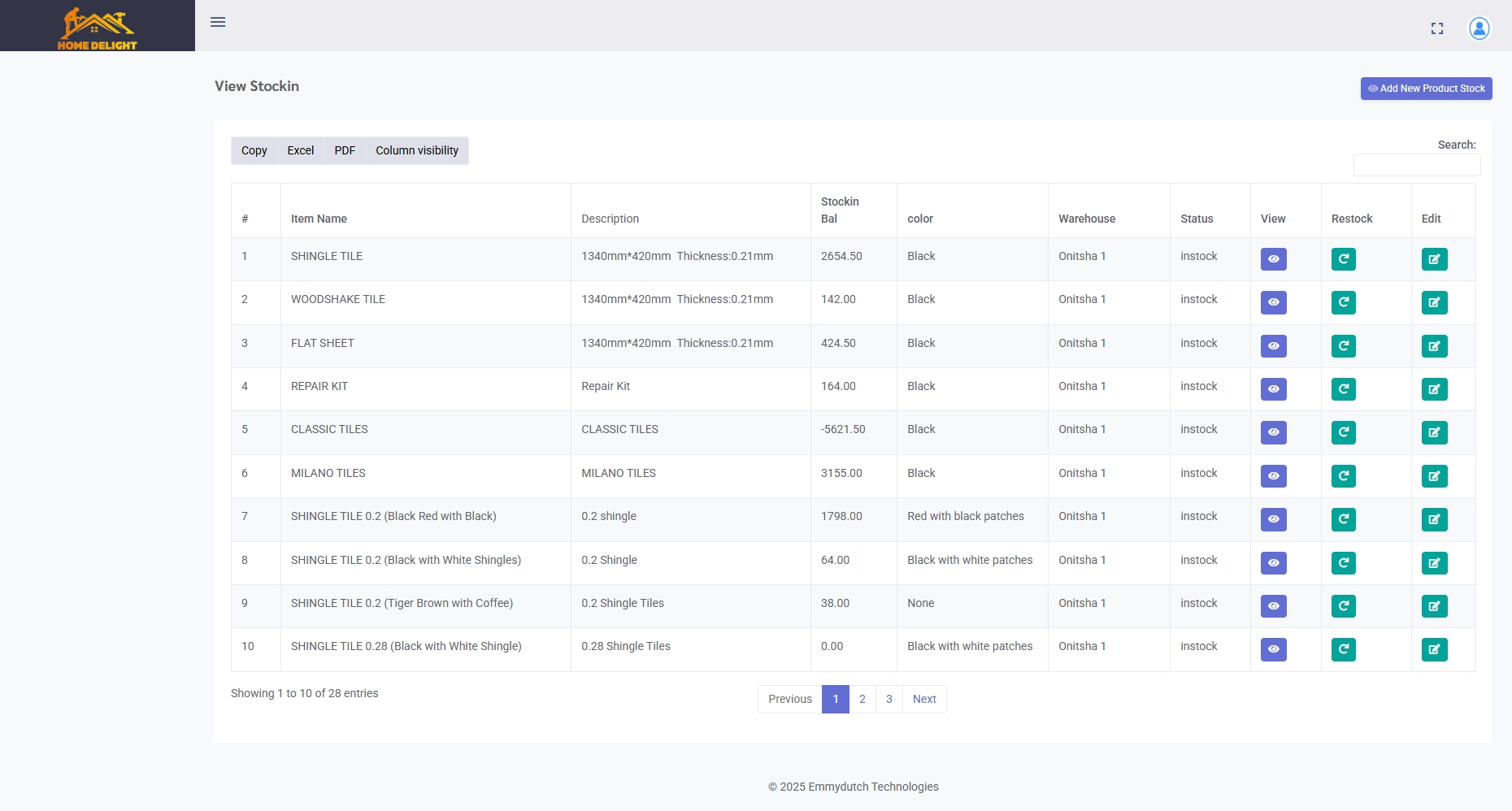 Homedelight ERP Platform screenshot